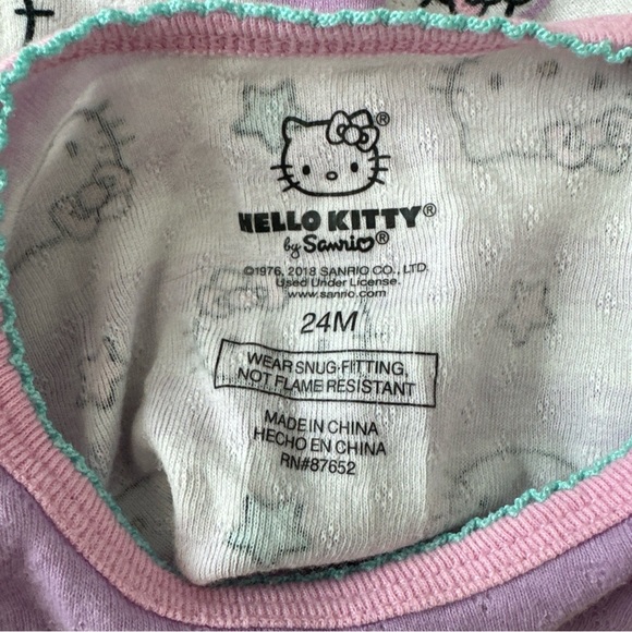 Sanrio Baby 2 Pc Purple Pink Stripe Little Sleepy Head Hello Kitty PJ Set 24 MO - Picture 4 of 7